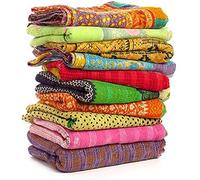 DIYANA IMPEX Vente en Gros mélange Tribal Kantha Quilts réversible Vintage Coton Couvre-lit Sari Vieux Patchs Assortis Housse de lit Rallye (5)