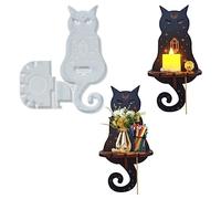 DIYBravo Moule Bougeoir de Chat en Silicone de Résine Époxy, Présentoir pour Halloween Murale Porte, Plateau Culte pour Bijoux Maquillage Stockage