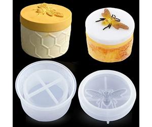 DIYBravo Moule Silicone Résine Époxy de Boîte, Moule de Bouteilles de Rangement avec Couvercle Moule de Bouteille de Miel de Stockage Resin Mold pour DIY Boîtes à Bijoux Bonbonnière (Miel)