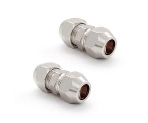 DIYCUT 2 Pièces Raccords à Compression Cuivre Nickelé 8 x 30mm, Argent | Raccord Olive 8MM Gaz, Connecteurs de Tubes, pour Plomberie, Systèmes Hydrauliques, Refroidissement et Carburant
