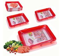 DIYCUT 3 Pièces Boite a Jambon, Boite Rangement Frigo (Rouge) | Plateau de Conservation des Aliments, avec Film Élastique, Idéal pour Jambon, Légumes, Charcuterie, Fromage et Saucisse