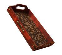 DIYEAH 1pièce Plateau Rectangulaire Bois Style Chinois Vintage avec Poignées Découpées Plateau de Service Léger et Robuste pour Thé Fruits et Vaisselle à Domicile