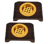 DIYEAH 2 Pièces Plateau à Parfum au Charbon, Porte-Parfum de Cérémonie en Bois, Petit, Couleur Café, Style Minimaliste Moderne, pour Parfum D’intérieur et Relaxation, Décoration de Table