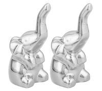 DIYEAH 2 Pièces Statue D'éléphant Décorative en Céramique, Porte-bagues Éléphant, Argenté, Figurine D'éléphant de Noël, Symbole Amulette, pour Bureau et Saint-Valentin