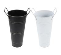 DIYEAH 2 Pièces Vase Galvanisé en Métal avec Anses, Style Ferme Vintage 9 | Finition Galvanisée, pour Fleurs Fraîches ou Séchées, Salon et Bureau, Portable, Stable au Quotidien