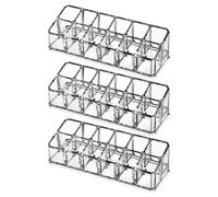 DIYEAH 3 Pièces Boîte de Rangement Transparente 12 Cases, pour Rouge à | Plastique, Forme Unique Moderne, pour Comptoir ou Chambre, Rangement Compact D’accessoires et Cosmétiques