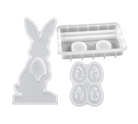 DIYEAH 3 Pièces Moule en Silicone Lapin et Œuf de Pâques, Blanc, Réutilisable, Démoulage Facile, Résistant la Chaleur, pour Résine et Bricolage Diy, Décoration de Pâques
