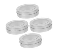 DIYEAH 4 pièces Boîte Ronde Métallique avec Fenêtre Transparente et Couvercle Hermétique Lot de Boîtes de Rangement Polyvalentes pour Cosmétiques Friandises et Petits Objets
