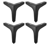 DIYEAH 4 Pièces Pied de Meuble Triangulaire en Fer Noir | Surface Lisse, Installation Facile, Usage pour Commode et Salon, Forme Triangulaire, Finition Noire