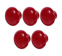 DIYEAH 5 Pièces Bouton de Tirage en Céramique Ronde Rouge pour Placard | Petit Format, Installation Facile, Aspect Délicat et Simple, Adapté aux Tiroirs, Armoires et Vieux Meubles