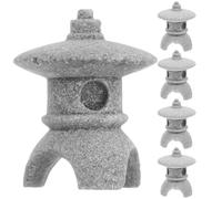 DIYEAH 5 Pièces Modèle de Pagode Miniature, Décor Japonerie, Noël | Résine Design Aspect Grès, Finition Bicolore, Format Compact, pour Terrarium, Plantes en Pot, Bureau et Paysage Miniature