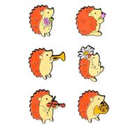 DIYEAH 6 Pièces Broche Hérisson en Alliage Adorable pour Garçon et Filles, Badges de Dessin Animé Solide, Décoration Vestimentaire pour Activités Extérieures et Vie Quotidienne