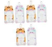 DIYEAH 6 Pièces Lot de 2 Pochettes Transparentes pour Cartes 3 Pouces en PVC Motifs Animaux Lapin Blanc et Chat Jaune Porte-Cartes Rigide Protection Anti-Tache pour Cartes D’élève Badges