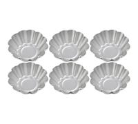 DIYEAH 6 Pièces Moule à Tartelettes aux Œufs de Fleur Réutilisable | Alliage D'aluminium, Antiadhésif, Uniforme Cuisson, Facile à Porter et Laver, Argenté