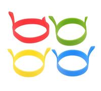 DIYEAH 8 Pièces Anneaux à Œufs en Silicone Ronds Antiadhésifs Double Poignée, Moules à Omelette Flexibles pour Cuisson au Petit-déjeuner en Famille