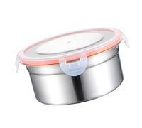 DIYEAH 900ml Boîte de Conservation Ronde avec Couvercle en Acier Inoxydable | Récipient Alimentaire Hermétique, Format Argenté, Usage la Cuisine et Repas à Emporter, Forme Ronde