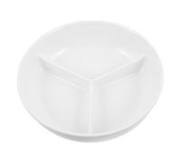 DIYEAH Assiette Divisée en Céramique Blanche à 3 Compartiments | Plateau Sectionnel, Usage pour Fruits Légumes Sauces, Design Classique, Nettoyage Facile, Micro-ondes