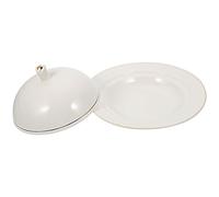 DIYEAH Assiette et Finition Polie en Céramique Blanche avec Couvercle pour Conservation des Aliments, Design Pratique pour Restaurant et Usage Domestique