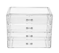 DIYEAH Boîte à Cosmétiques à Tiroirs en Acrylique Transparent, Grand Format 4 Tiroirs, Rangement Maquillage Bureau, Étui de Rangement Cosmétique pour Maison, Trousse Maquillage