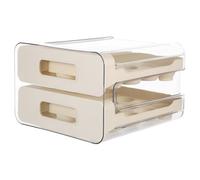 DIYEAH Boîte à œufs type tiroir : Plateau à œufs transparent en plastique à 32 compartiments pour réfrigérateur - Organisateur de rangement réutilisable et empilable - Idéal pour les fêtes et