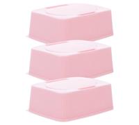 DIYEAH Boîte de Rangement pour Lingettes Bébé Réutilisable 3pcs, Étui Portable en Pp Rose avec Couvercle Anti-poussière, Facile à Entretenir, pour Voyage et Bureau