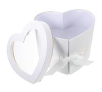 DIYEAH Boîte Présent Cœur Double Couche Rotative Blanche pour Saint Valentin, Contenant à Cotillons et Étui à Fleurs Fraîches, Coffret Élégant pour Arrangements Floraux et Occasions