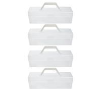 DIYEAH Boîtes de Rangement pour Ustensiles Cuisine en PP Transparent 4 Pièces Organisateur de Couverts de Comptoir et Étui Multifonction, pour Cuisine