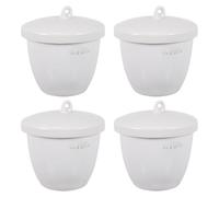 DIYEAH Bol de Creuset en Céramique Blanc avec Couvercle 70ml Haute Résistance la Température pour Laboratoires et Industrie Chimique Pack de 4