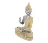 DIYEAH Bouddha Assis Décoratif en Résine Style pour Aquarium | Statue Compacte Dorée, Touche Lisse et Solide, Ornement Discret pour Bassin, Accessoire Décoratif