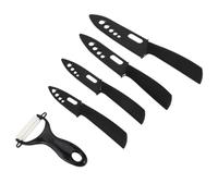 DIYEAH Céramique Ensemble de Couteaux Cuisine Poignée Antidérapante, Noir | Zircone et Abs, Léger et Prise Confortable, pour Préparation Quotidienne, Lot Pratique de Quatre Pièces