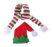 DIYEAH Chapeau et Écharpe Mini Noël pour Bouteilles de Vin, Rouge | Tissu, Décor Miniature Festive, Lot de Set, pour Bouteilles et Sapins