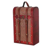 DIYEAH Coffret à Bouteilles de Vin Vintage en Bois 35 X 22 X 12 CM Malle Porte-Bouteilles 2 Bouteilles avec Motif Authentique Boîte de Rangement Décorative pour Mariage et Célébrations