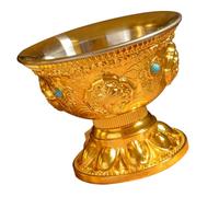 DIYEAH Coupe D'eau Bouddha en Alliage de Zinc Doré Surface Lisse sans Bavures, Tasse Rituelle pour Offrande au Temple et Usage Familial Bouddhiste