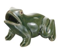DIYEAH Décor de Grenouille en Céramique Vert pour Cour et Jardinière | Ouverture Soignée, Circulation D’eau, Usage Simple, Décor pour Bonsaï, Aquarium et Intérieur