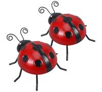 DIYEAH Décoration Murale Métal 2pcs Adorable Insecte Rouge en Fer avec Crochet, Art Mural pour Intérieur et Bureau, Style Vif et Original