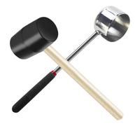 DIYEAH Ensemble Ouvre-noix de Marteau en Acier Inoxydable 2 Pièces | Design à Trou Rond, Accessoires Bois et Caoutchouc, pour Ouvrir la Coque, Ustensile Cuisine Inox