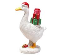 DIYEAH Figurine de Canard en Résine Peinte à Main pour Noël | Boîte Présent Détaillée, Textures Soignées, Pose Polyvalente pour Étagères et Consoles D'entrée