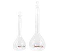 DIYEAH Fiole et Col Haut Graduée en Verre Transparent 2pcs Scientifique Fond Rond Précision et Mesure Fiable pour Laboratoire