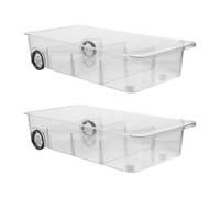 DIYEAH Lot de 2 bacs de rangement pour réfrigérateur à roulettes, | Tiroir de réfrigérateur, bac de rangement en plastique pour garde-manger - Plateaux de rangement pour l'organisation de