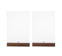 DIYEAH Lot de 2 cadres d'affichage en acrylique pour licences commerciales - Porte-affiches A4 transparent incliné avec base en bois - Idéal pour certificats, menus, hôtels ou cafés