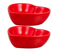 DIYEAH Lot De 2 Petits Bols De Cœur Rouge, Coupelles En Céramique Pour Sauce Et Trempette, Assiettes à Sauce Adaptées Aux Repas Et Pique-niques