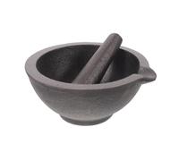 DIYEAH Mortier et Pilon en Fonte Noire pour Moudre Épices et Ail, Outil Cuisine Facile à Utiliser, pour Cuisson Maison et Fêtes, Bol Broyeur Manuel 13x5,5cm