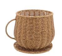 DIYEAH Panier en rotin plastique : récipient en forme de tasse à café en imitation rotin, contenant pour fruits et œufs, porte-capsules de café en osier synthétique pour comptoir