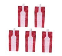 DIYEAH Paquet Pliables pour Bouteilles de Vin 750ml en Plastique Rouge, Lot de 5, Porte-Bouteilles Réutilisables et Anti-Chute pour Vos Voyages