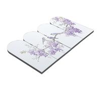 DIYEAH Paravent Décoratif Pliant en Acrylique Design Fleur et Oiseau Vintage, Panneau 4 Volets en PVC Mousse, pour Décoration Bureau ou Salon