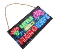 DIYEAH Plaque De Porte Chambre Ado Garcon - Panneau Bois Effet Néon Gaming (25x12 cm) - Pancarte Porte Gamer pour Deco Murale et Salle de Jeu - Cadeau Enfant