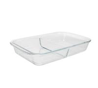 DIYEAH Plat à four en verre avec séparateur, 1,5 L, compatible four et | Plat à four rectangulaire à 2 compartiments, compatible micro-ondes, pour lasagnes, tartes ou gâteaux.