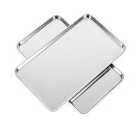 DIYEAH Plat à Four Rectangulaire et Égoutter L'eau Cuisine Plaques de Pâtisserie Lot de 2 en Acier Inoxydable Argenté pour Cuisson, pour Laver Légumes
