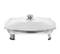 DIYEAH Plateau de Service en Acier Inoxydable Argenté Réutilisable Couvercle, Design Délicat, pour Buffet, Banquet et Présentation Élégante