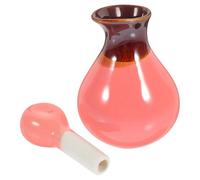DIYEAH Pot D'huile Essentielle en Céramique Rouge, Flacon Vide Rechargeable | Bouchon Anti-poussière Inclus, Usage Coiffeuse et Travail, Liquide à Verser